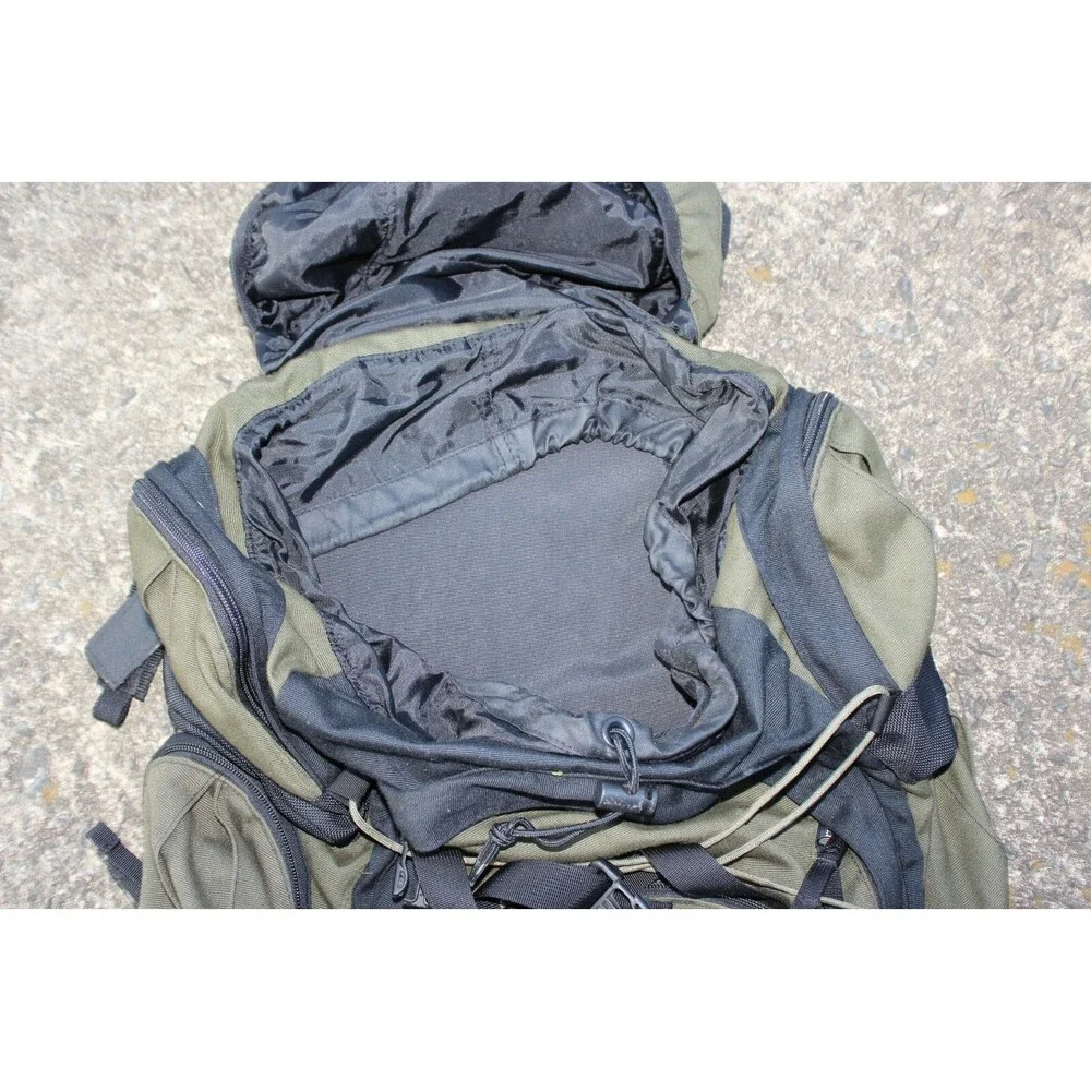 Vintage L.L. Bean Rucksack Olive Green Black Nylon Hiking Backpack 20